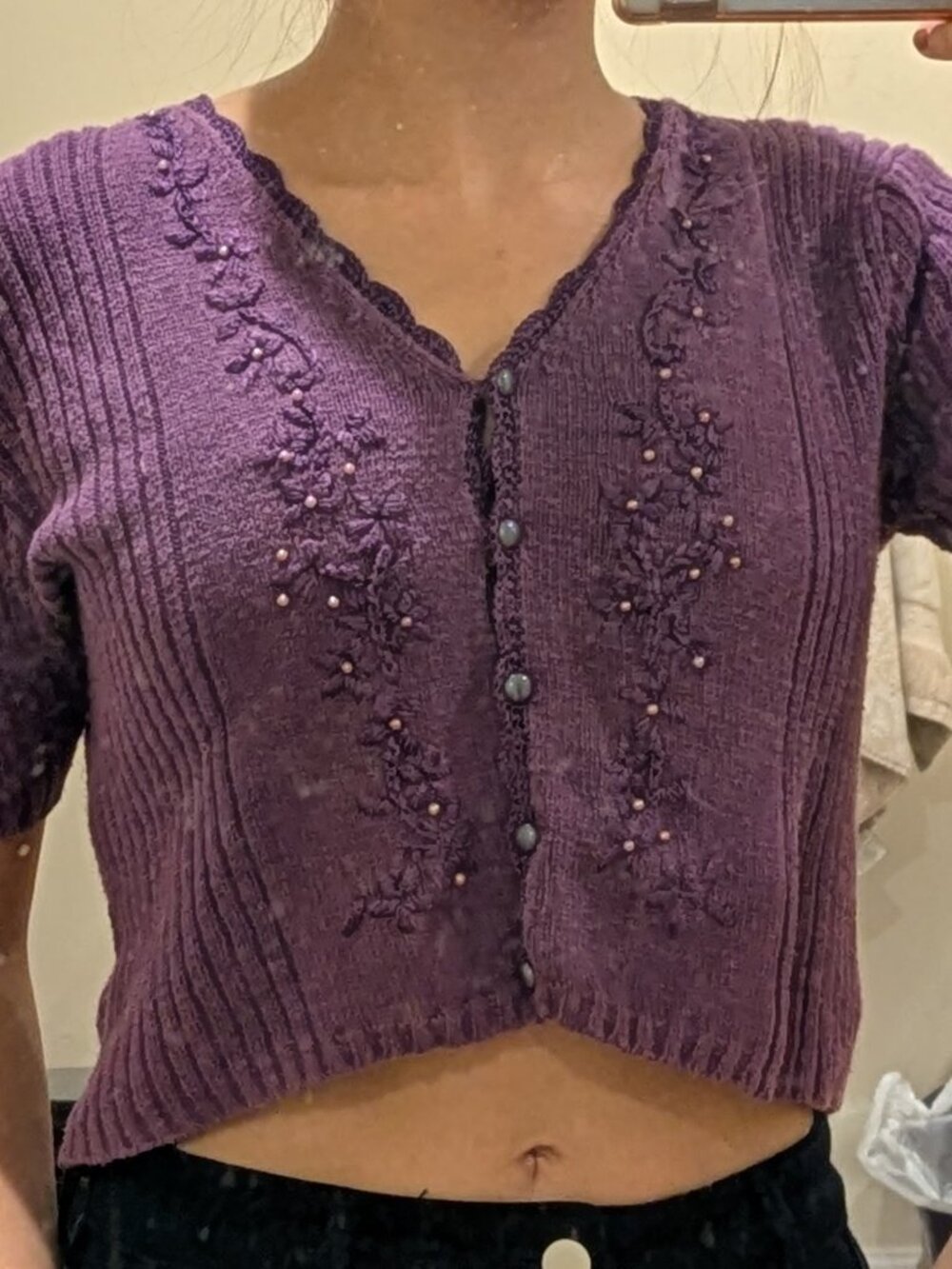 R&K ORIGINALS XS Purple Knit Cardigan